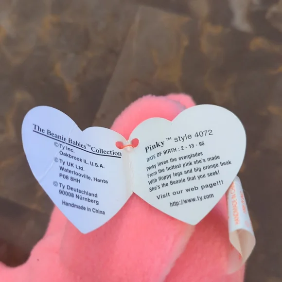 Retired Tag Errors PVC Pellet Pinky Beanie Baby 4072 Flamingo 🦩 - Picture 5 of 8
